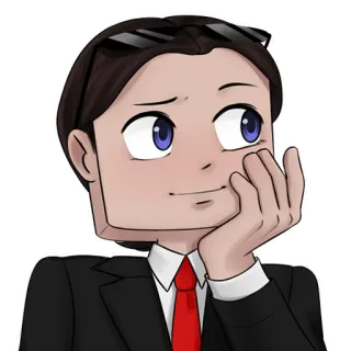 😏 cartone animato, uomo, completo, cravatta rossa, occhiali da sole telegram sticker