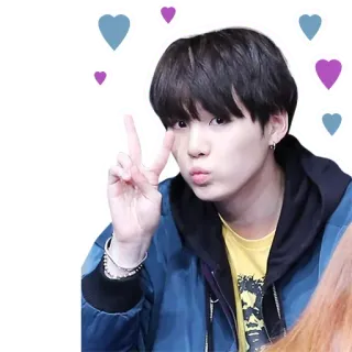 ✌️ Suga Suga, BTS, K-pop, Айдол, Знак мира, Мин Юнги whatsapp sticker