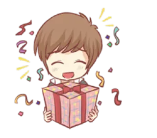 🎁 Desenho animado, Presente, Celebração, Feliz, Anime, Kawaii telegram sticker