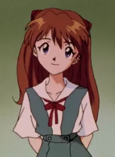 🥺 Asuka Langley Soryu Neon Genesis Evangelion anime, character, girl, school uniform, smiling, portrait, Asuka Langley telegram sticker