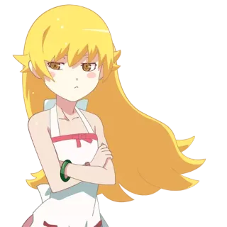😕 Shinobu Oshino Monogatari 애니메이션, 만화, 여자, 캐릭터, 귀여운, 금발 telegram sticker