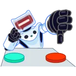 👎 robot, pointing, gesture, cute, cat ears, table telegram sticker
