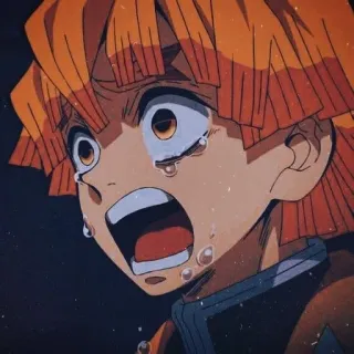 🍃 Zenitsu Agatsuma Demon Slayer anime, crying, scared, zenitsu, demon slayer telegram sticker