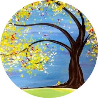 🌳 tree, nature, painting, landscape, foliage, art, scenery whatsapp sticker