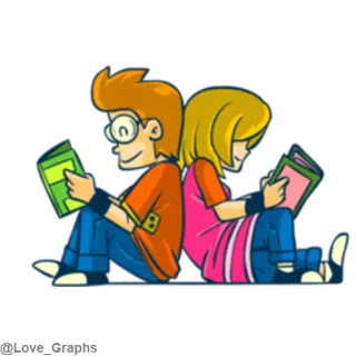 ☺️ reading, children, books, boy, girl telegram sticker