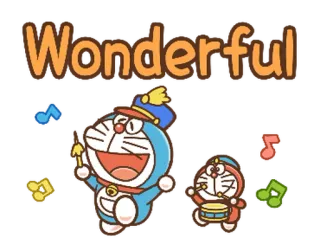 🔵 Doraemon Wonderful doraemon, cartone animato, gatto, musica, band, anime whatsapp sticker