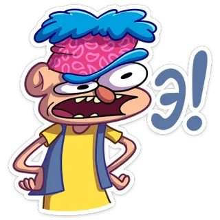 🤨 Э! Dessin animé, En colère, Personnage, Drôle, Expression, Russe telegram sticker