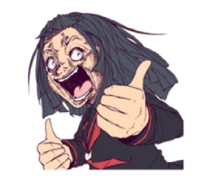 👍 Anime, Sticker, Pouce levé, Excité, Criant whatsapp sticker