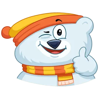 👍 ours, dessin animé, animal, mignon, amical, hiver, pouce levé telegram sticker