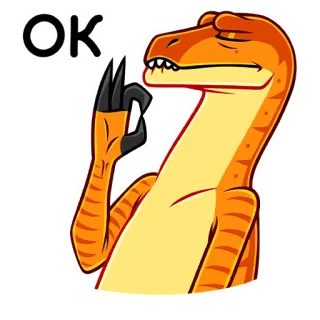 👌 OK dinosaurio, ok, acuerdo, reptil, gesto telegram sticker