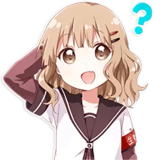 ❓ Anime, Ragazza, Punto interrogativo, Cartone animato, Carino, Uniforme scolastica, Adesivo telegram sticker