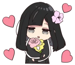 🥰 Anime, Dibujo animado, Flor, Corazón, Lindo, Chica whatsapp sticker
