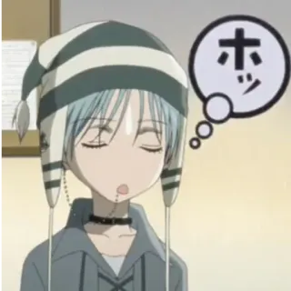 😒 ホッ anime, buồn ngủ, mũ, dễ thương, mơ mộng telegram sticker