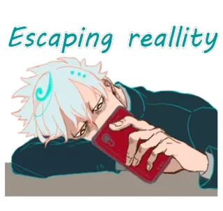 🖤 Escaping reality Anime, Fuga, Realtà, Telefono, Stanco telegram sticker