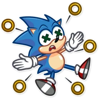 😵 Sonic the Hedgehog videogioco, sonic, riccio, cartone animato, KO telegram sticker