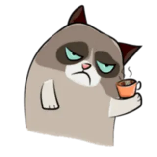 ☕ Grumpy Cat сердитый кот, кот, мем, интернет-мем, животное telegram sticker