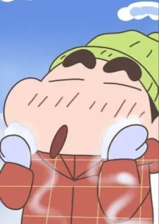 ❄️ Shin-chan Crayon Shin-chan อนิเมะ, การ์ตูน, ฤดูหนาว, หิมะ, เด็ก telegram sticker