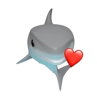 🦈 tubarão, emoji, amor, coração, animal telegram sticker