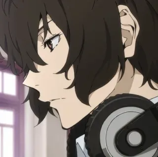 ✨ Osamu Dazai Bungo Stray Dogs อนิเมะ, ตัวละคร, โอซามุ ดาไซ, หูฟัง, Bungo Stray Dogs telegram sticker
