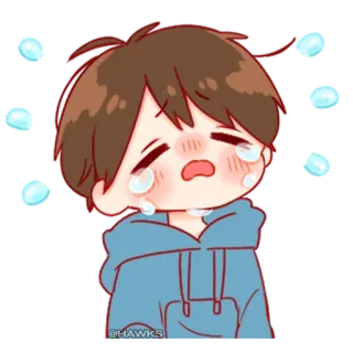 💞 @HAWKS khóc, buồn, anime, hoạt hình, bé trai, nước mắt telegram sticker