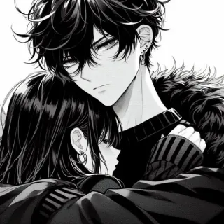 ❤️ Anime, Manga, Para, Przytulanie, Sztuka, Ilustracja telegram sticker