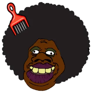 🍉 Афро, Гребень для афро, Мультфильм, Портрет telegram sticker