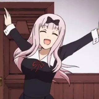 😄 Chika Fujiwara Kaguya-sama: Love Is War anime, girl, cute, pink hair, cheerful whatsapp sticker