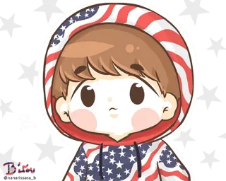 🇺🇸 Phim hoạt hình, Cờ Mỹ, Yêu nước, Hoa Kỳ, Áo hoodie, Anime, Dễ thương telegram sticker
