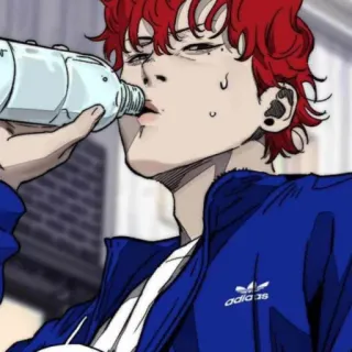 🚲 Аниме, Пьющий, Мультфильм, Мужской, Персонаж telegram sticker
