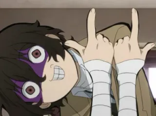 🤪 Dazai Osamu Bungo Stray Dogs Anime, Dedo do meio, Ofensivo, Desenho animado, Dazai Osamu, Bungo Stray Dogs, Engraçado, Personagem telegram sticker