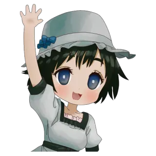 👋 anime, chibi, cute, girl, waving telegram sticker