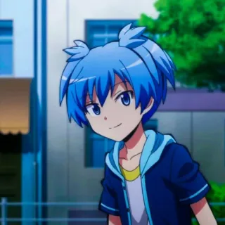 🌀 Nagisa Shiota Assassination Classroom Anime, cabelo azul, Nagisa, Shiota, Assassination Classroom, sorriso whatsapp sticker