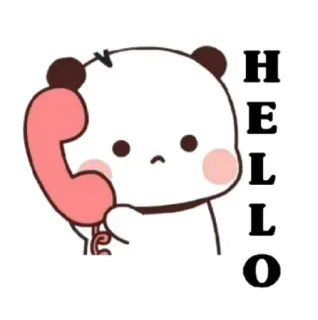 📞 HELLO mignon, panda, salut, dessin animé, salutation, téléphone telegram sticker