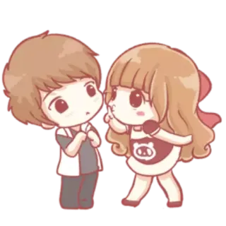 🤫 cartoon, couple, love, cute, animation telegram sticker