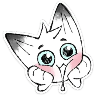 🐱 Blatt, Cartoon, Niedlich, Kawaii, Zeichnung, Aufkleber whatsapp sticker