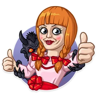👍 Annabelle The Conjuring Universe кукла, ужасы, Аннабель, сверхъестественное, зло, демон telegram sticker