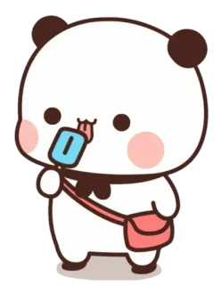 🍼 Panda, Słodkie, Kreskówka, Lód na patyku, Zwierzę, Kawaii telegram sticker