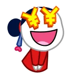 🤑 Dibujo animado, Personaje, Dinero, Yen, Ojos, Emocionado telegram sticker
