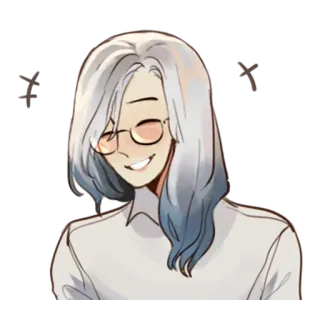😁 dessin animé, personnage, portrait, sourire, lunettes, animé telegram sticker