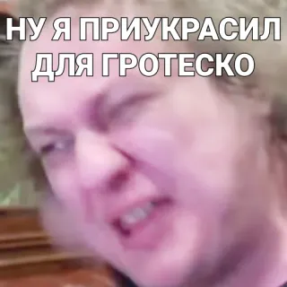 🥳 НУ Я ПРИУКРАСИЛ ДЛЯ ГРОТЕСКО Meme, Russisch, Lustig, Porträt, Grotesk telegram sticker