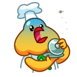 😨 厨师, 烹饪, 披萨刀, 卡通, 贴纸, 可爱, 食物, 鸟 whatsapp sticker