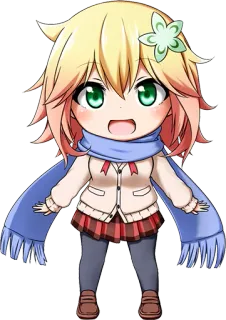 👩 chibi, anime, girl, scarf, flower, cute telegram sticker