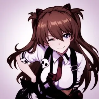 🎪 anime girl, wink, skull, tie, cute, cartoon telegram sticker