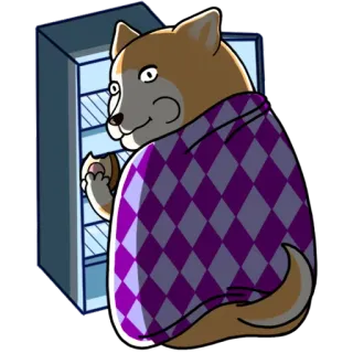 🌚 doge, perro, manta, comida, comiendo, nevera whatsapp sticker
