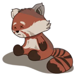 😔 レッサーパンダ, 悲しい, 漫画, 死んだ, 動物, ステッカー, かわいい telegram sticker