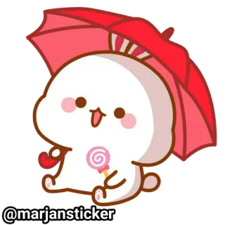 ❤️ @marjansticker милый, мультфильм, стикер, кролик, леденец, зонтик telegram sticker