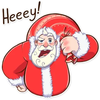 😀 Santa Claus Heeey! Papai Noel, natal, feriado, festivo, saudação, alegre whatsapp sticker