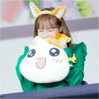 🍃 여자, 여우 귀, 봉제인형, 귀여운, 소녀, 아이돌 telegram sticker