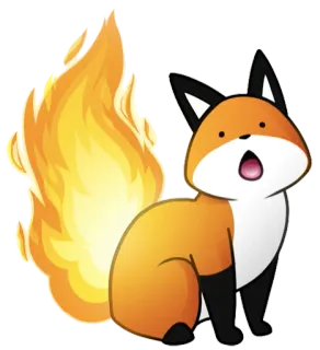 🔥 zorro, fuego, animal, dibujo, lindo, naranja, cola telegram sticker