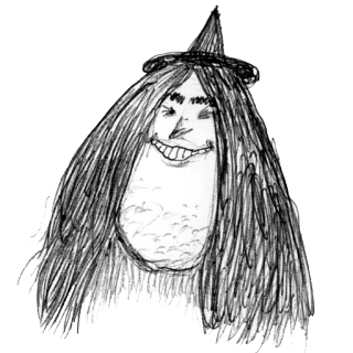 😁 bruxa, halloween, assustador, desenho, esboço telegram sticker